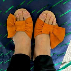 Orange bright ribbon sandal slider